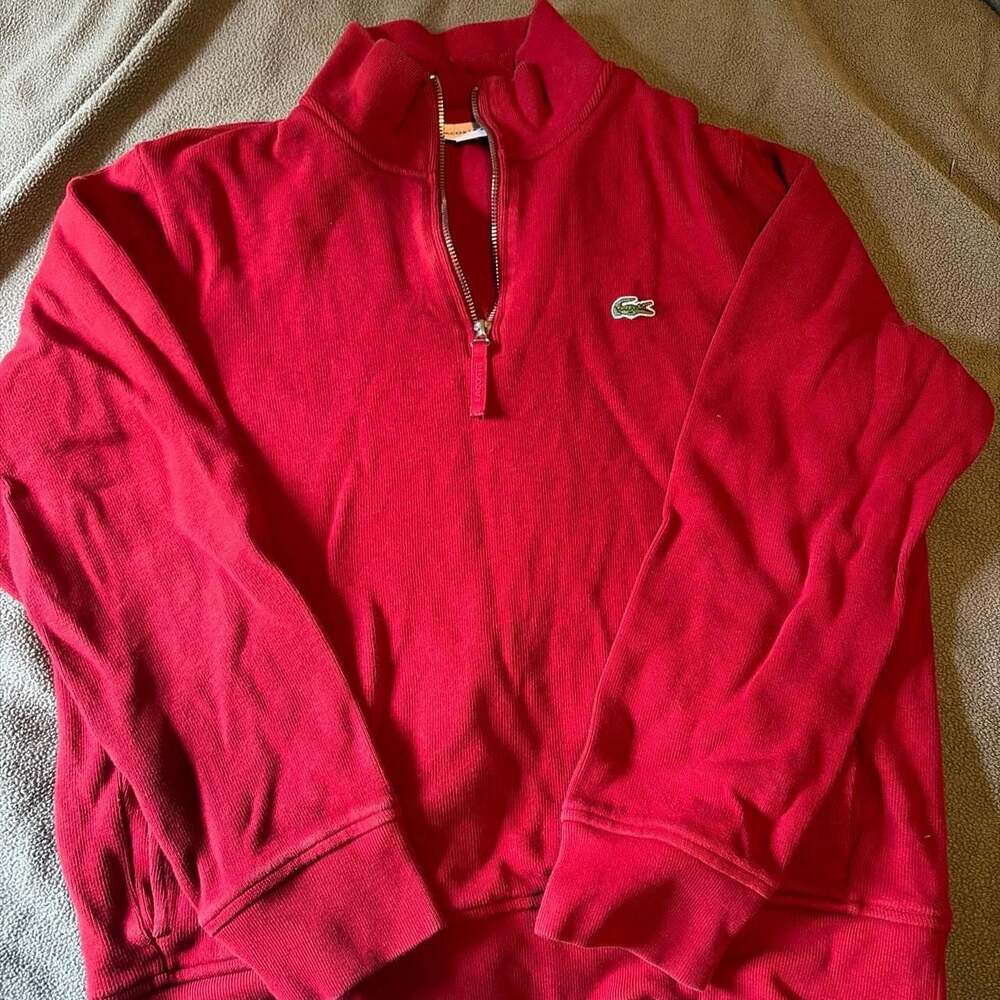 Lacoste Quarter Zip Sweatshirt Red